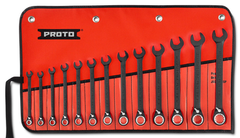 Proto® 13 Piece Black Chrome Reversible Combination Ratcheting Wrench Set - Spline - USA Tool & Supply