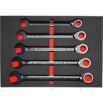 Proto® Foamed 22 Piece Metric Reversible Ratcheting Combination Wrench Set - Black Chrome- Spline - USA Tool & Supply