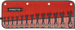 Proto® 13 Piece Black Chrome Metric Combination Stubby Reversible Ratcheting Wrench Set - Spline - USA Tool & Supply