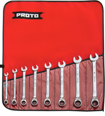 Proto® 8 Piece Full Polish Metric Ratcheting Wrench Set - 12 Point - USA Tool & Supply
