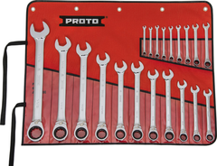 Proto® 20 Piece Full Polish Combination Reversible Ratcheting Wrench Set - 12 Point - USA Tool & Supply