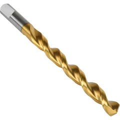 #18 Precision Twist Drill HSS TiN QC 135 Jobber Drill ANSI Series QC21G E-code # QC21GN18 - USA Tool & Supply