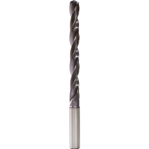 7.2 mm Dia. × 8 mm Shank × 53 mm Flute Length × 91 mm OAL, 5xD, 140°, TiAlN, 2 Flute, Internal, Round Solid Carbide Drill - Exact Industrial Supply
