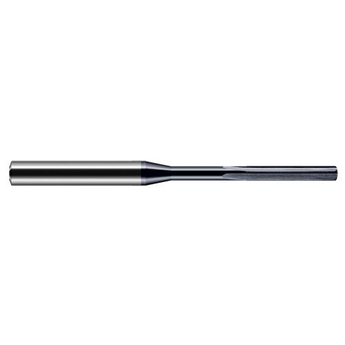 Miniature Reamers - 0.0530″ Reamer Diameter × 0.4370″ (7/16″) Margin Length Carbide Reamer, 4 Flutes, AlTiN Coated - Exact Industrial Supply