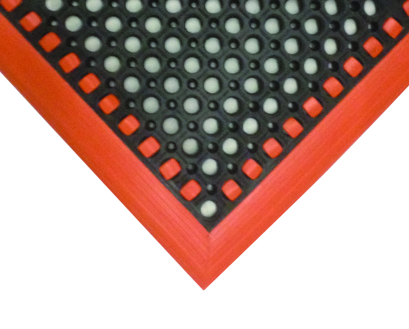 40" x 124" x 7/8" Thick Safety Wet / Dry Mat - Black / Orange - USA Tool & Supply
