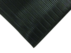 3' x 60' x 3/8" Thick Soft Comfort Mat - Black Standard Ribbed - USA Tool & Supply