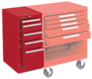 205 Red 5-Drawer Hang-On Cabinet w/ball bearing Drawer slides - For Use With 293, 295 or 297 - USA Tool & Supply