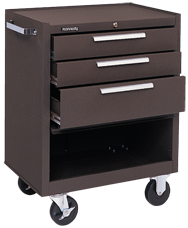 3-Drawer Roller Cabinet w/ball bearing Dwr slides - 35'' x 18'' x 27'' Brown - USA Tool & Supply