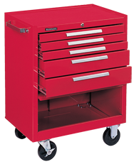 5-Drawer Roller Cabinet w/ball bearing Dwr slides - 35'' x 18'' x 27'' Red - USA Tool & Supply