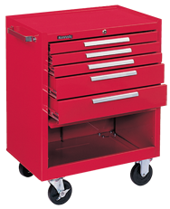 5-Drawer Roller Cabinet w/ball bearing Dwr slides - 35'' x 20'' x 29'' Red - USA Tool & Supply