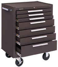 7-Drawer Roller Cabinet w/ball bearing Dwr slides - 35'' x 20'' x 29'' Brown - USA Tool & Supply