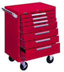 7-Drawer Roller Cabinet w/ball bearing Dwr slides - 35'' x 18'' x 27'' Red - USA Tool & Supply