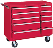 310X 10-Drawer Maintenance Cart - 35'' x 18'' x 39.38'' Red - USA Tool & Supply