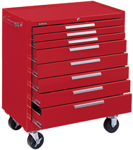 8-Drawer Roller Cabinet w/ball bearing Dwr slides - 40'' x 20'' x 34'' Red - USA Tool & Supply