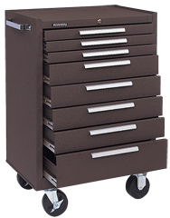 8-Drawer Roller Cabinet w/ball bearing Dwr slides - 39'' x 18'' x 27'' Brown - USA Tool & Supply