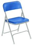 Plastic Folding Chair - Plastic Seat/Back Steel Frame - Blue - USA Tool & Supply