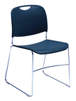 HI-Tech Stack Chair --11 mm Steel Rod Chrome Plated Frame Injection Molded Textured Plastic Non-fading Seat/Back - Navy - USA Tool & Supply