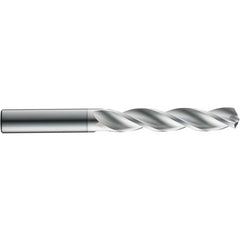6.2 mm Dia. × 8 mm Shank × 24 mm Flute Length × 79 mm OAL, 3xD, 124°, Uncoated, 3 Flute, External, Round Solid Carbide Drill - Exact Industrial Supply