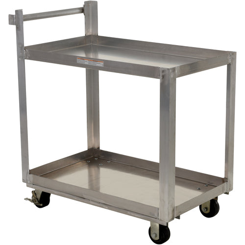 Alum Service Cart W/ Two 22 × 36 Shelves - Exact Industrial Supply