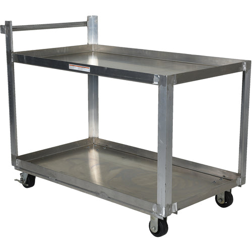 Alum Service Cart W/ Two 28 × 40 Shelves - Exact Industrial Supply