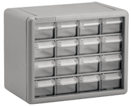 8-1/2 x 6-3/8 x 10-9/16'' (16 Compartments) - Plastic Modular Parts Cabinet - USA Tool & Supply