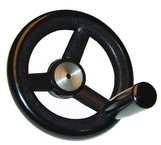 Nylon Handwheels with Handle - 6.3'' Wheel Diameter, 1.38'' Hub Diameter, 3.15'' Handle Length - USA Tool & Supply