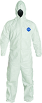 Tyvek® White Zip Up Coveralls w/ Attached Hood & Elastic Wrists  - X-Large (case of 25) - USA Tool & Supply