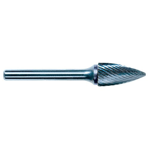 6.4mm EdgeHog Tree Shape Pointed End Miniature Carbide Bur SG-51M-F Fine - USA Tool & Supply