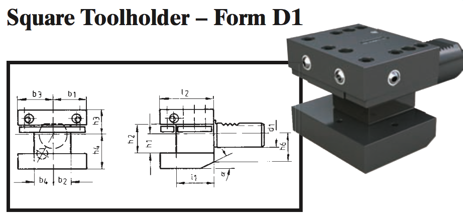 VDI Square Toolholder - Form D1 - Part #: CNC86 41.4025 - USA Tool & Supply