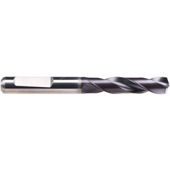 #21 Dia. × 6 mm Shank × 24 mm Flute Length × 66 mm OAL, 140°, TiAlN-TA14, 2 Flute, External Coolant, HE Solid Carbide Drill - USA Tool & Supply