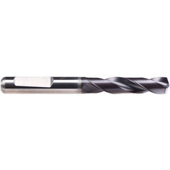 #21 Dia. × 6 mm Shank × 24 mm Flute Length × 66 mm OAL, 140°, TiAlN-TA14, 2 Flute, External Coolant, HE Solid Carbide Drill - USA Tool & Supply