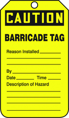 Barricade Tag, Caution Barricade Tag, 25/Pk, Plastic - USA Tool & Supply