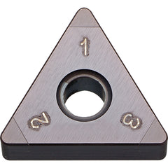 TNGA 332 MEH KBN05M, 1/32″ Corner Radius, 3/16″ Thick, 3/8″ Inscribed Circle, MEGACOAT, Triangle, Turning Indexable Insert - Exact Industrial Supply