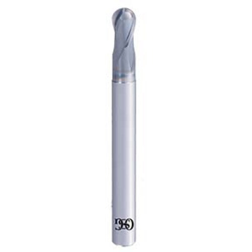 1/4″ Dia. × 1/4″ Shank × 0.250″ DOC × 3″ OAL, Carbide DURO, 2 Flute, Shrink Fit, Ballnose End Mill - Exact Industrial Supply