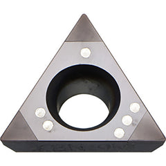 TPGB 321 MET KBN25M, 1/64″ Corner Radius, 1/8″ Thick, 3/8″ Inscribed Circle, MEGACOAT, Triangle, Turning Indexable Insert - Exact Industrial Supply