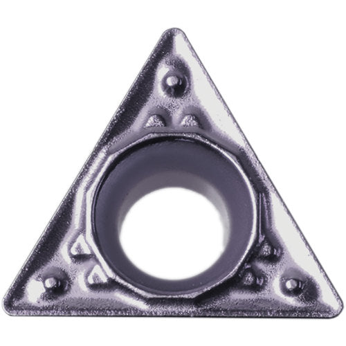 TPMT 322 HQ PV7010, 1/32″ Corner Radius, 1/8″ Thick, 3/8″ Inscribed Circle, TiCN (MEGACOAT), Triangle, Turning Indexable Insert - Exact Industrial Supply