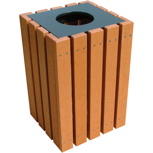 Trash Receptical Poly Square 22 Gallon-Cedar - Exact Industrial Supply