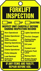 Forklift Tag, Forklift Inspection (Checklist)/Forklift Inspect, 25/Pk, Plastic - USA Tool & Supply