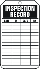 Inspection Record Tag, Inspection Record, 25/Pk, Plastic - USA Tool & Supply
