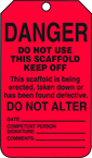 Scaffold Tag, Danger Do Not Use This Scaffold Keep Off, 25/Pk, Plastic - USA Tool & Supply