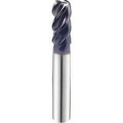 1/4″ × 1/4″ × 3/4″ × 2 1/2″ 4 Flute 0.0600'' C/R Carbide End Mill-Plain Shank - Y-Coating - Exact Industrial Supply