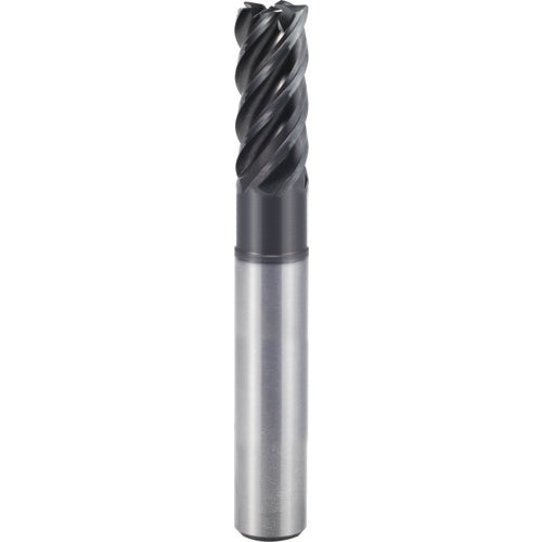 1/4″ × 1/4″ × 3/8″ × 4″ 5 Flute 0.0600'' C/R Carbide End Mill-Plain Shank - Y-Coating - Exact Industrial Supply