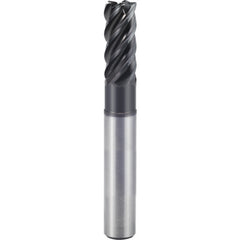 1″ × 1″ × 1 1/4″ × 4″ 5 Flute 0.2500″ C/R Carbide End Mill-Plain Shank - Y-Coating - Exact Industrial Supply