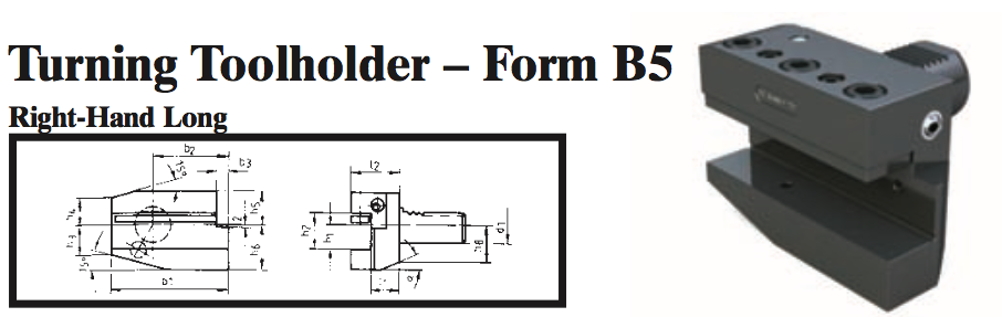 VDI Turning Toolholder - Form B5 (Right-Hand Long) - Part #: CNC86 25.3020.1 - USA Tool & Supply