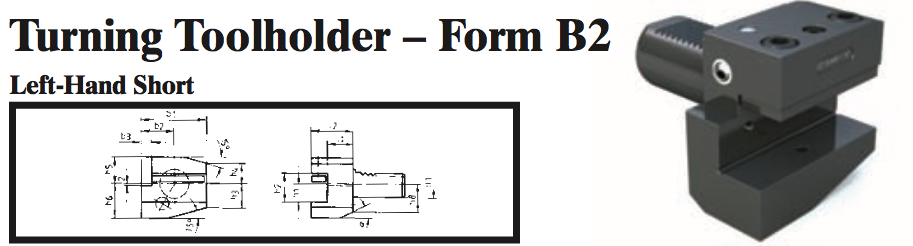 VDI Turning Toolholder - Form B2 (Left-Hand Short) - Part #: CNC86 22.2516.1 - USA Tool & Supply