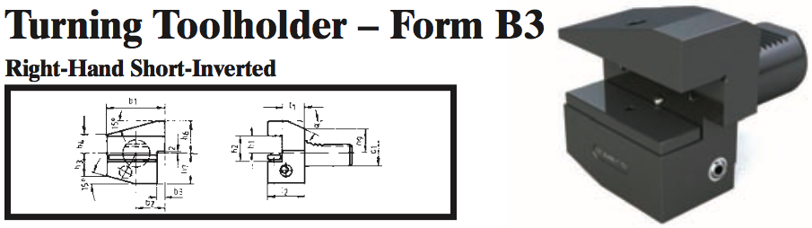 VDI Turning Toolholder - Form B3 (Right-Hand Short-Inverted) - Part #: CNC86 23.1612.1 - USA Tool & Supply