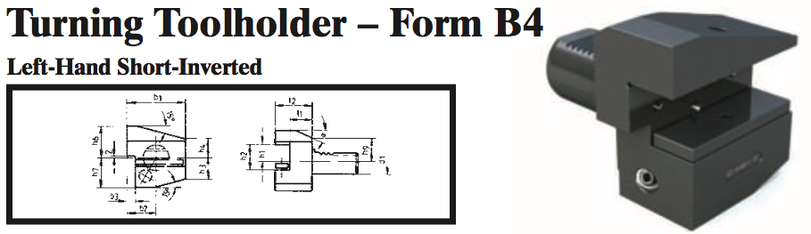 VDI Turning Toolholder - Form B4 (Left-Hand Short-Inverted) - Part #: CNC86 24.2016.1 - USA Tool & Supply