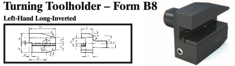 VDI Turning Toolholder - Form B8 (Left-Hand Long-Inverted) - Part #: CNC86 28.5032 - USA Tool & Supply