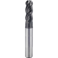 3/8″ × 3/8″ × 1/2″ × 4″ 4 Flute Square End Carbide End Mill-Plain Shank - Y-Coating - Exact Industrial Supply