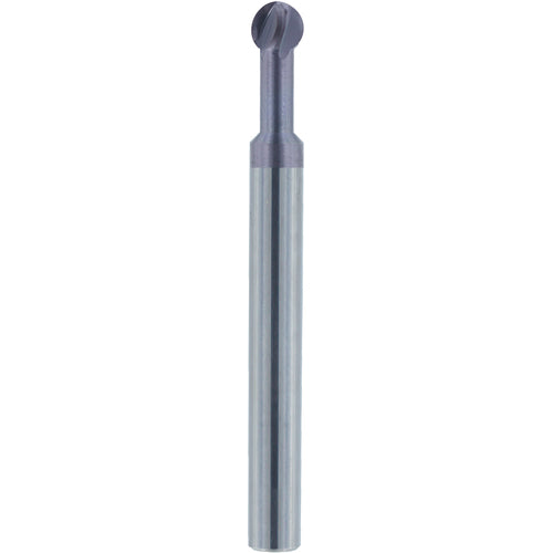 1/2″ Dia. × 1/2″ Shank × 0.927″ DOC × 3 OAL, Carbide nACo, 4 Flute, Ballnose End Mill - Exact Industrial Supply